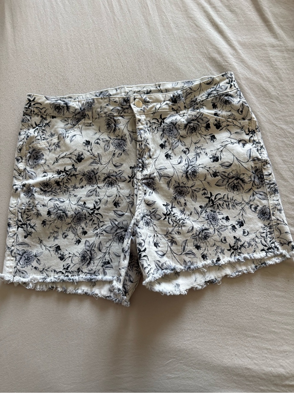 Workshop Republic Clothing Cream Floral Shorts with Navy Blue Print